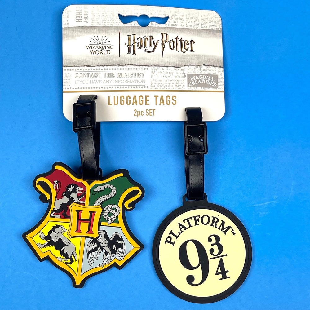 Harry Potter Luggage Bag Tags 2pc Set Hogwarts Crest Platform 9 3/4 Wizarding